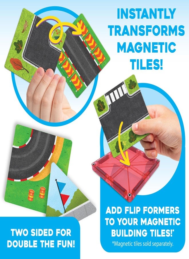 مايندوير قوالب MindWare Flip Formers: Roads - حوّل بلاطات البناء المغناطيسية الموجودة لديك باستخدام هذه الأغطية المصنوعة من رقائق معدنية. - Image 3